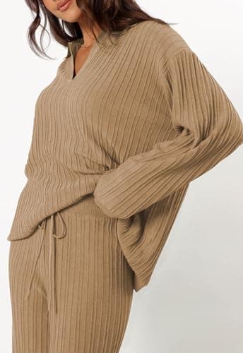Cakulo Women's 2024 Lounge Set Matching Sweater Wide Leg Lounge Wear