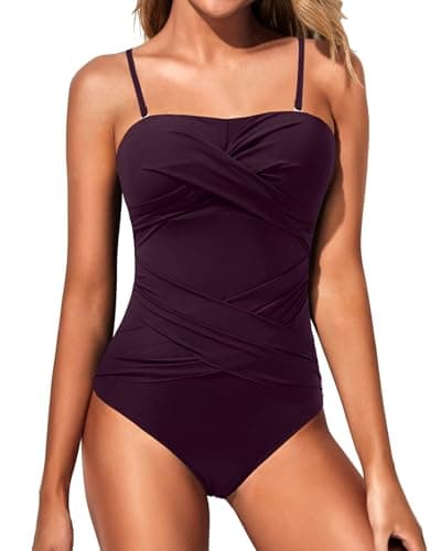 Strapless Tummy Control Swimsuit for Women - Retro Style