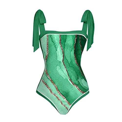 ZDRZK Womens Marble Print One Piece Swimwear with Push-Up Bikini Tops