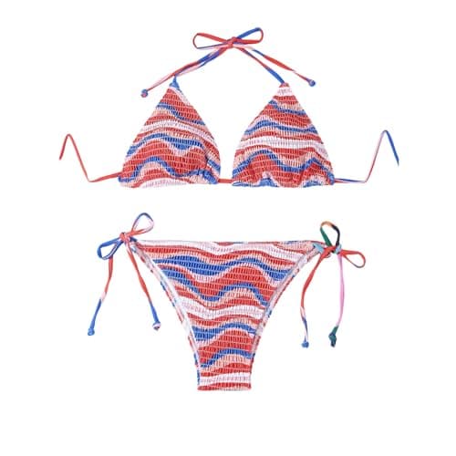 Plus Size Women's Sparkle Tie-Thong High-Waisted Swimwear