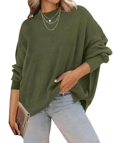 ZESICA Women's Casual Oversized Long Sleeve Ribbed Knit Pullover Sweater Tops