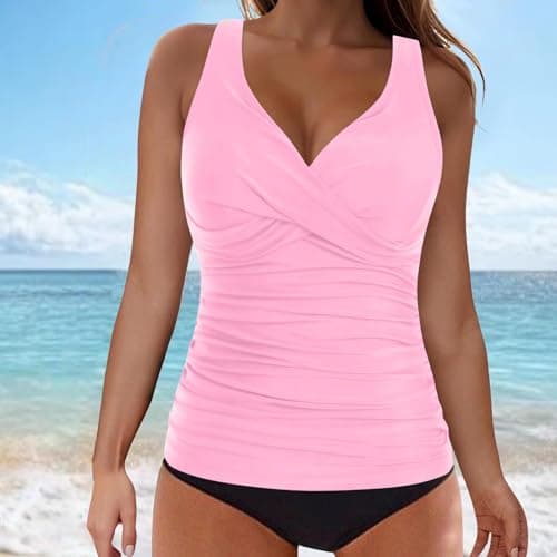 Cethrio Women's Modest Ruched Tankini Swimsuits