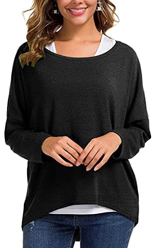 UGET Women's Oversized Batwing Sleeve Pullover Casual Top