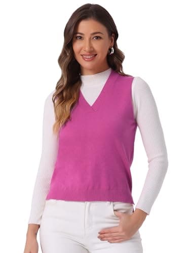 Women's V Neck Sleeveless Knit Pullover Vest Top