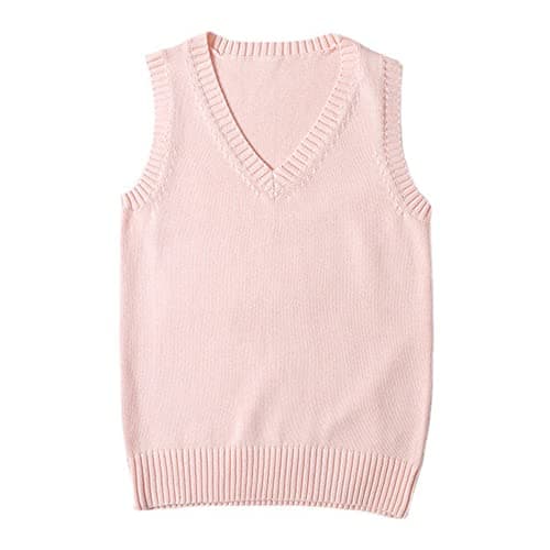 Blestirno Women's V-Neck Solid Color Sleeveless Sweater Vest