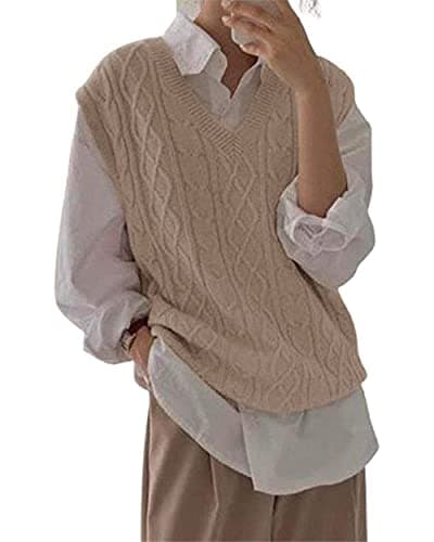 Holy Women's Oversized Cable Knit Sleeveless Sweater