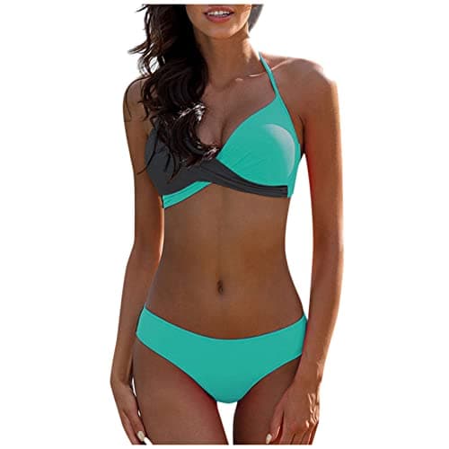 Maidsgop Women's High Waist Tankini Swimsuit Printed Bikini Set Comfortable Padded Bras
