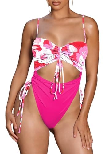 Viottiset Women's Cut-Out Drawstring Cheeky One-Piece Swimsuit