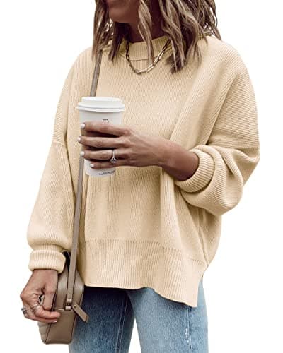 Imily Bela Women's Oversized Tunic Sweater Ribbed Knitija