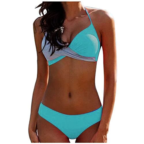 Maidsgop Women's High Waist Tankini Swimsuit Printed Bikini Set Comfortable Padded Bras