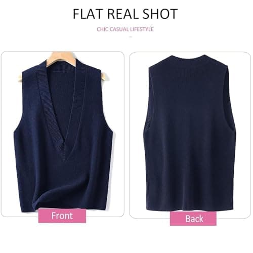 ZUEVI Women's V-Neck Crop Knit Sweater Vest Casual Trendy