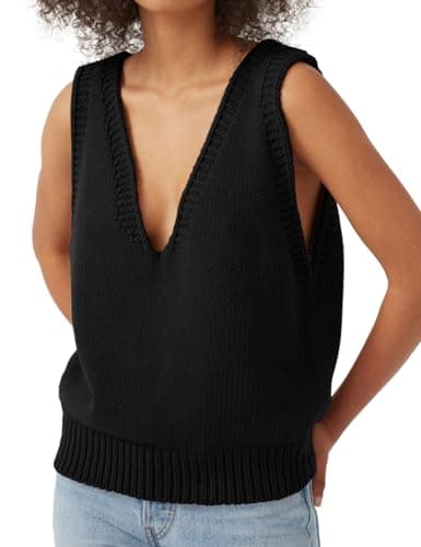 Locachy Women's V-Neck Sleeveless Knit Pullover Casual Vest