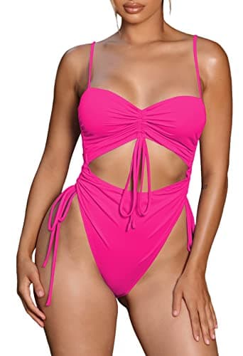 Viottiset Women's Cut-Out Drawstring Cheeky One-Piece Swimsuit