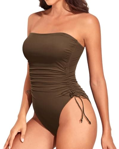 Yonique Women's Strapless Tummy Control One-Piece Swimsuit