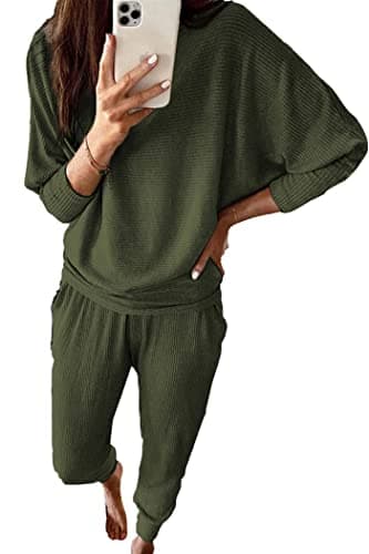 PRETTYGARDEN Women's Spring Fall Fashion 2Piece Sweatpants Long Sleeve Pullover Lounge Set
