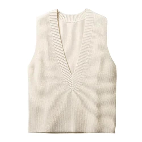 Blostirno Women's V-Neck Knit Sweater Vest Tops