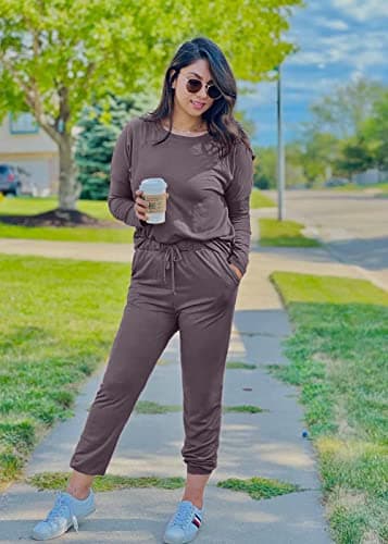 PRETTYGARDEN Women's Crewneck Pullover & High Waisted Pants Set
