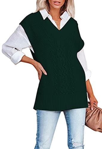 Viottiset Women's Oversized V-Neck Knit Sweater Vest