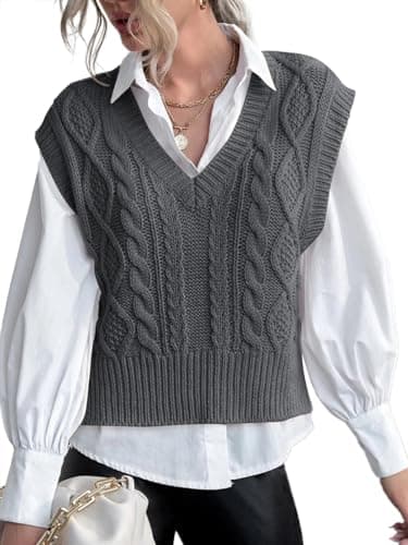 Jumppmile Women's V-Neck Sleeveless Pullover Crop Sweater Vest