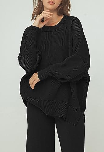 Pink Queen Women's 2-Piece Knit Outfit Set: Sweater & Wide Leg Pants