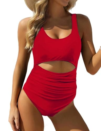 VIMPUNEC High-Waisted Tummy Control One-Piece Swimsuit Cut Out Design