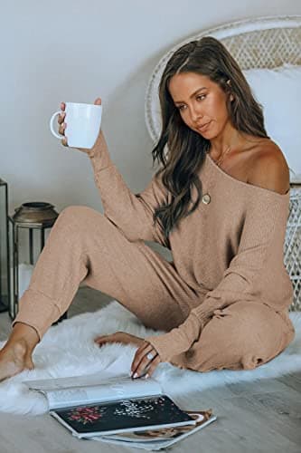 PRETTYGARDEN Women's 2-Piece Ribbed Pullover and Pants Set