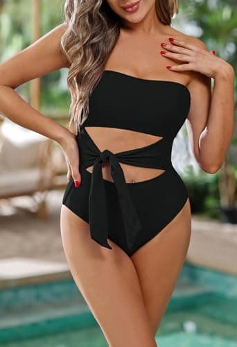 Viottiset Women's Strapless High Cut One-Piece Swimsuit