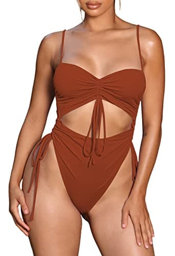 Viottiset Women's Cut-Out Drawstring Cheeky One-Piece Swimsuit