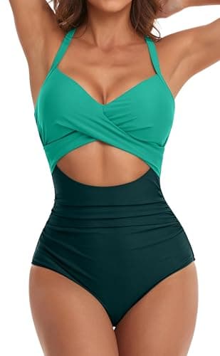 Eomenie Women's Tummy Control High Waisted Cutout One Piece Swimsuit