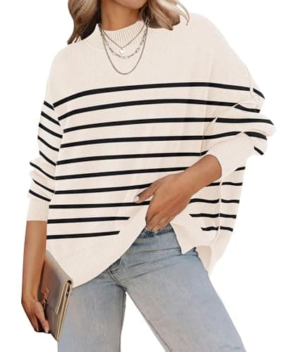ZESICA Women's Casual Oversized Long Sleeve Ribbed Knit Pullover Sweater Tops