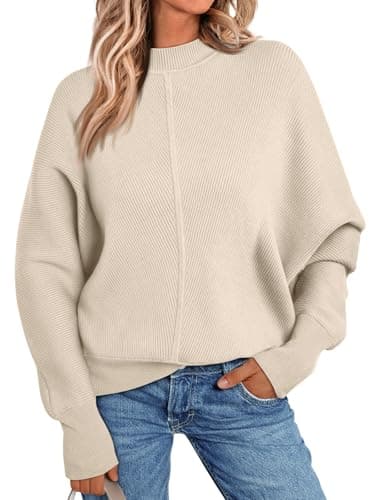 LILLUSORY Women's Trendy Oversized Mock Neck Sweater 2024 Winter Pullover