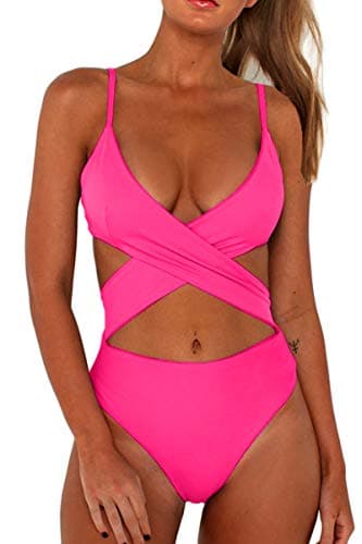 CHYRII Women's High-Waisted Cut-Out One-Piece Monokini Swimsuit