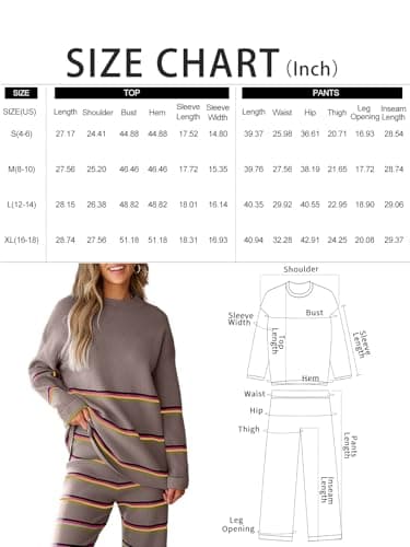 LILLUSORY 2025 Women's Oversized Striped Knit Lounge Sets
