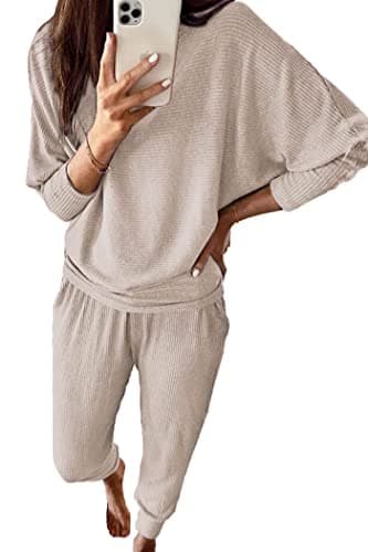PRETTYGARDEN Women's Spring Fall Fashion 2Piece Sweatpants Long Sleeve Pullover Lounge Set
