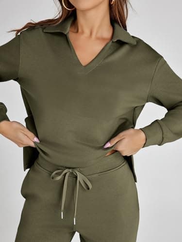 Glamaker Women's Matching Long Sleeve Sweatsuit and Wide Leg Pants Sets