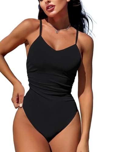 Swimall Women's Tummy-Control One Piece Swimsuit with O-Ring