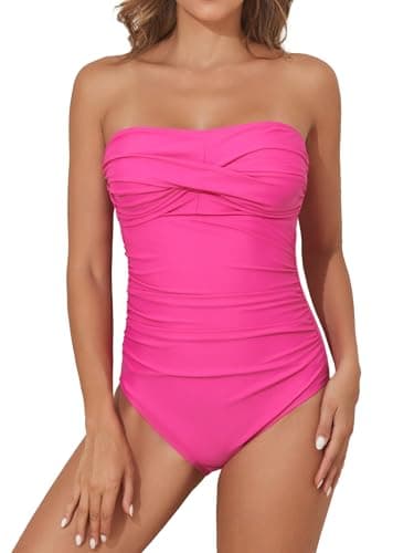 Smismivo Women's Strapless Tummy Control One-Piece Swimsuit