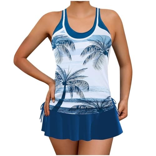 Cethrio Plus Size Striped Tankini Swimsuit