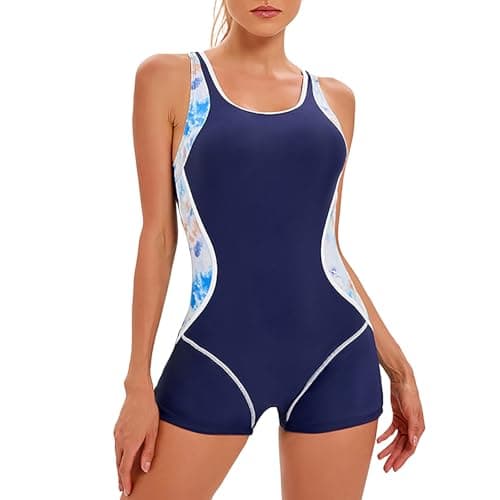 Conservative Racerback One Piece Swimsuit for Women Tummy Control Training Swimwear