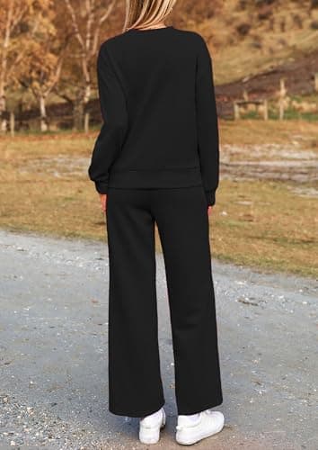 PRETTYGARDEN Women's Casual Long Sleeve Pullover Top & Wide Leg Pants Set
