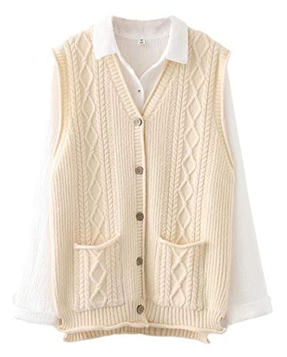 Minibee Women's Casual Sleeveless V-Neck Cardigan with Pockets