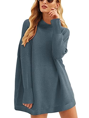 ANRABESS Women's Oversized Casual Long Sleeve Turtleneck Knit Tunic Sweaters 2024 Fall