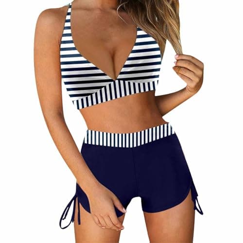 Cethrio Vintage Printed Plus Size Tankini and Boyshorts