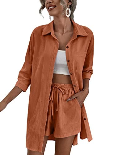 Zeagoo Women's Lounge Outfit Set: High-Low Shirt & Drawstring Shorts