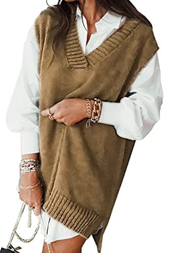 Oversized Women's V-Neck Sleeveless Sweater Vest