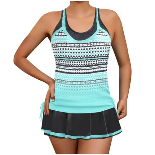 Cethrio Plus Size Striped Tankini Swimsuit