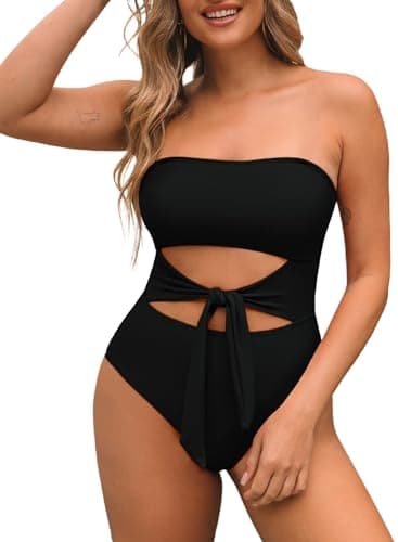 Pink Queen Women's Removable Strap Cutout High-Waist One-Piece Bathing Suit