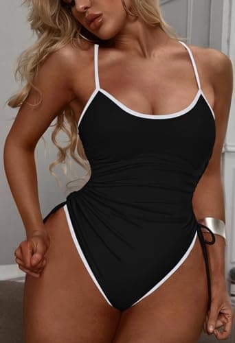 Viottiset Women's High Cut Ruched One Piece Swimsuit with Tummy Control