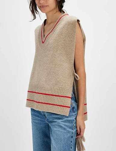 Meyhad Women's V-Neck Fringe Sweater Vest