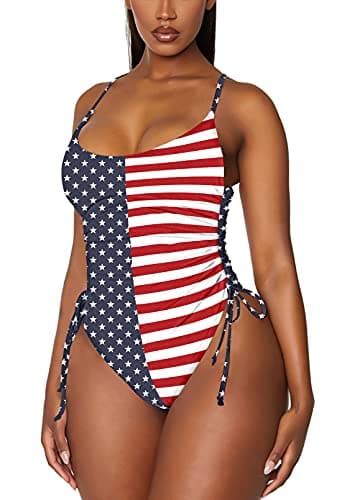 Viottiset Women's Ruched High Cut Tummy Control One Piece Bathing Suit